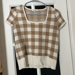 Madewell Tan and Cream Knit Top